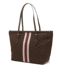 zip top tote in signature jacquard